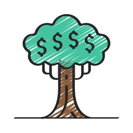 Téléchargez les illustrations : Arbre d'argent illustration vectorielle icône web - en licence libre de droit