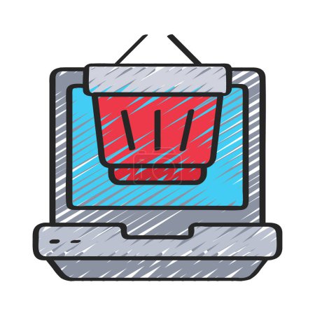 Illustration for Laptop Shopping  icon, vector illustration - Royalty Free Image