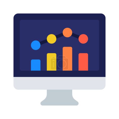 Illustration for Bar Chart  on computer web  icon vector illustration - Royalty Free Image