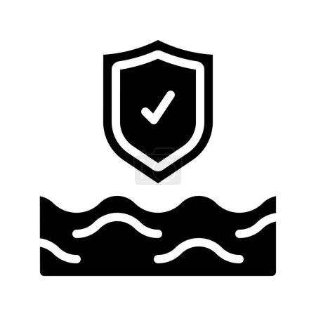 Illustration for Sea wave and shield icon, Protected ocean icon, vector illustration - Royalty Free Image