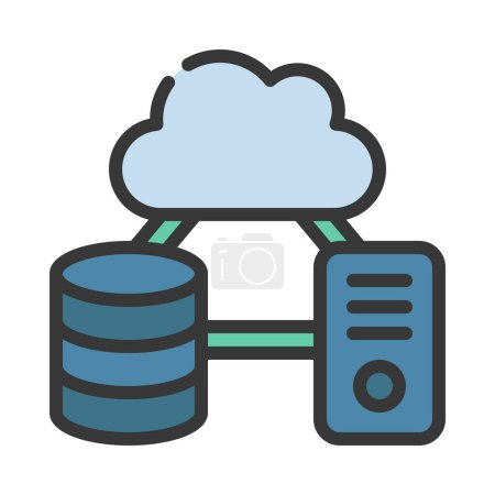 Téléchargez les illustrations : Cloud Computer Data Network Icône, Illustration vectorielle - en licence libre de droit
