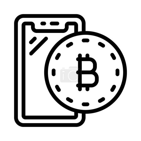 Téléchargez les illustrations : Illustration vectorielle de contour icône Bitcoin - en licence libre de droit