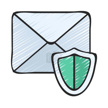 Téléchargez les illustrations : Icône de courriel protégée, Illustration vectorielle - en licence libre de droit