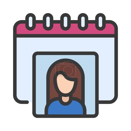 Téléchargez les illustrations : Icône du calendrier utilisateur féminin, illustration vectorielle - en licence libre de droit