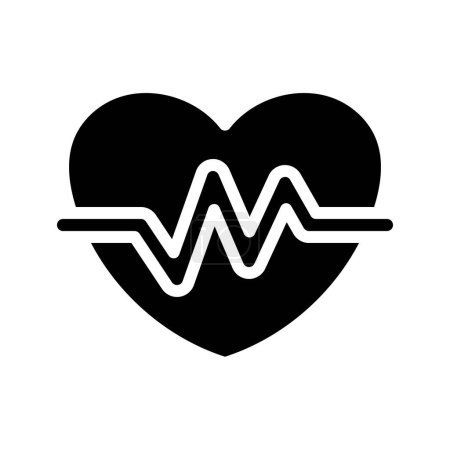 Téléchargez les illustrations : Coeur avec motif d'icône vectorielle de ligne de battement de coeur - en licence libre de droit