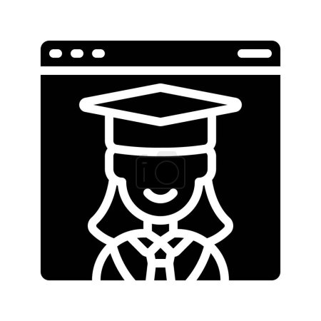 Téléchargez les illustrations : Illustration vectorielle de l'icône web étudiante féminine - en licence libre de droit