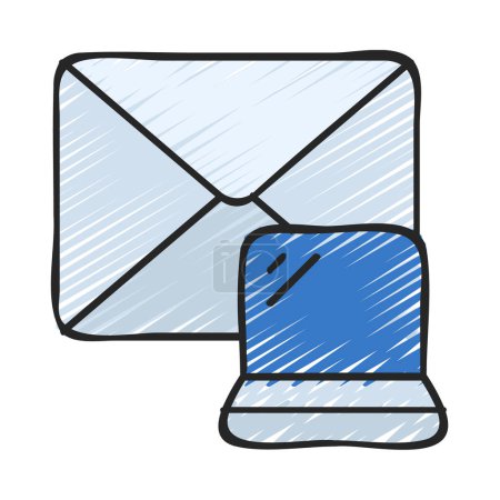 Téléchargez les illustrations : Icône d'email d'ordinateur portable, illustration vectorielle - en licence libre de droit