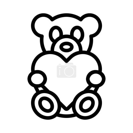 Téléchargez les illustrations : Coeur ours avec coeur dessin animé vecteur illustration - en licence libre de droit