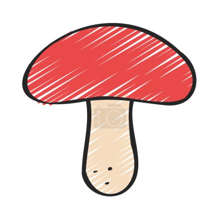 Téléchargez les illustrations : Illustration vectorielle de champignon sur fond blanc - en licence libre de droit