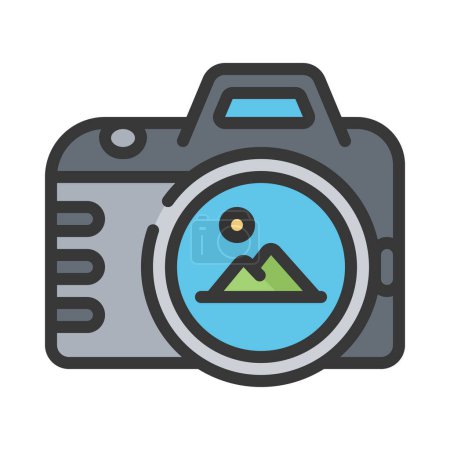 Téléchargez les illustrations : Illustration vectorielle d'icône de photographe de voyage - en licence libre de droit