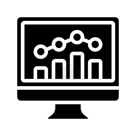 Ilustración de Gráfico de barras en la ilustración del vector icono web del ordenador - Imagen libre de derechos