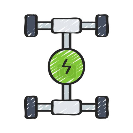 Illustration for Electric Car Chassis icon on white background - Royalty Free Image