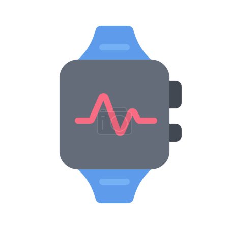 Téléchargez les illustrations : Smartwatch avec vecteur d'icône de battement de cœur isolé sur fond blanc pour la conception de votre application web et mobile, concept de logo smartwatch - en licence libre de droit
