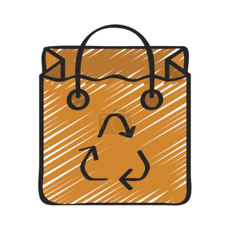 Téléchargez les illustrations : Illustration vectorielle icône sac recyclable - en licence libre de droit