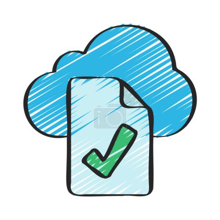 Téléchargez les illustrations : Cochez la case Document Cloud Icône, Illustration vectorielle - en licence libre de droit