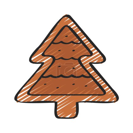 Ilustración de Icono del árbol de jengibre de Navidad en estilo plano - Imagen libre de derechos