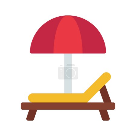 Illustration for Umbrella and Lounger vector icon - Royalty Free Image