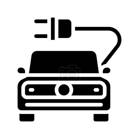 Téléchargez les illustrations : Icône de prise de voiture électrique sur fond blanc - en licence libre de droit