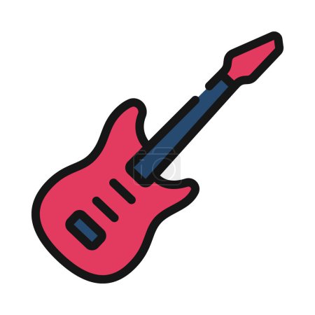 Téléchargez les illustrations : Instrument de guitare électrique icône. icône de ligne vectorielle de guitare pour la conception web isolé sur fond blanc - en licence libre de droit