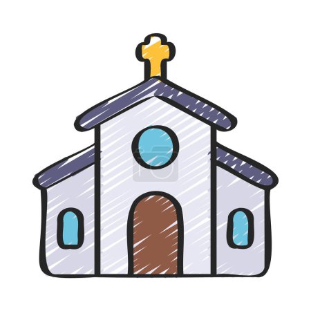 Téléchargez les illustrations : Icône église illustration vectorielle - en licence libre de droit
