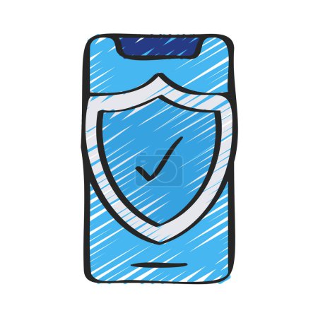 Illustration for Mobile Security shield simple icon, vector illustration - Royalty Free Image