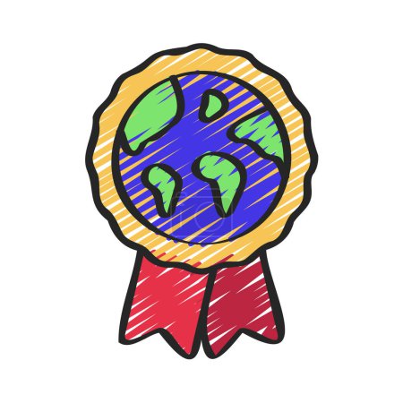 Illustration for Earth Ribbon Award isolated icon vector illustration design - Royalty Free Image