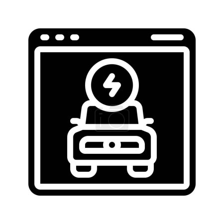 Téléchargez les illustrations : Voiture électrique icône du site Web sur fond blanc - en licence libre de droit