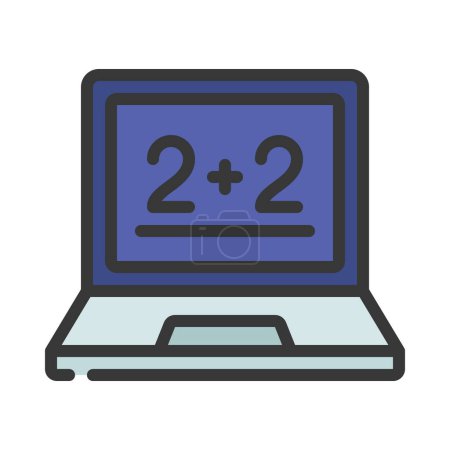 Téléchargez les illustrations : Mathématiques Équation Icône ordinateur portable, illustration vectorielle - en licence libre de droit