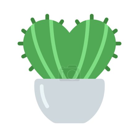 Téléchargez les illustrations : Pot de plantes de cactus en forme de coeur isolé sur fond blanc - en licence libre de droit
