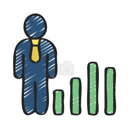 Ilustración de Negocio Gráfico de barras con icono de persona, ilustración vectorial - Imagen libre de derechos