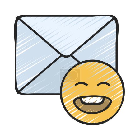 Téléchargez les illustrations : Happy Email, Icône isolée sur fond blanc - en licence libre de droit