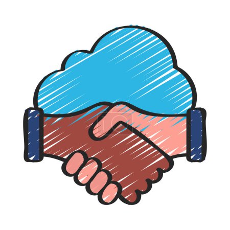Téléchargez les illustrations : Cloud Agreement Handshake Icône, Illustration vectorielle - en licence libre de droit