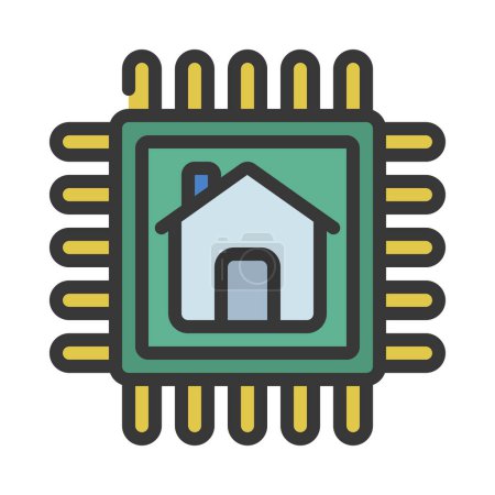 Illustration for CPU home icon, processor icon, vector illustration - Royalty Free Image