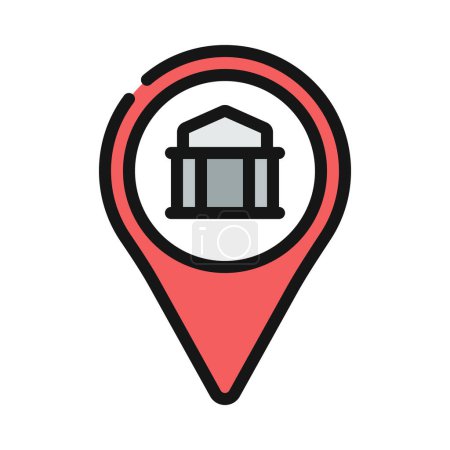 Téléchargez les illustrations : Simple icône de broche de localisation bancaire, illustration vectorielle - en licence libre de droit