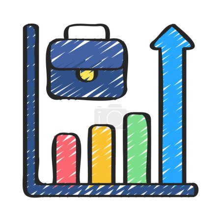 Illustration for Work Bar Chart icon outline vector. business growth. data analysis - Royalty Free Image
