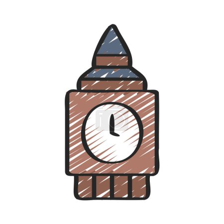 Ilustración de Big Ben Reloj web icono vector ilustración - Imagen libre de derechos