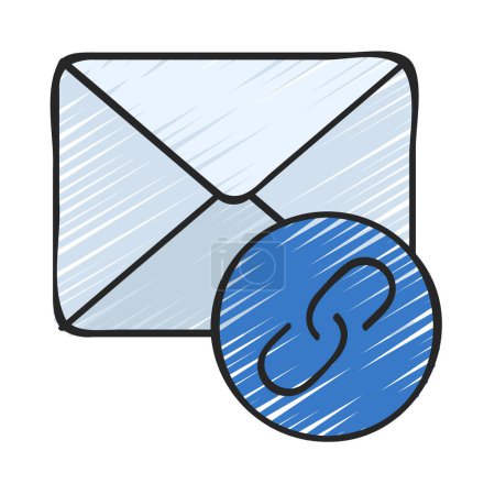 Illustration for Email With Link, Isolated Icon On White Background - Royalty Free Image