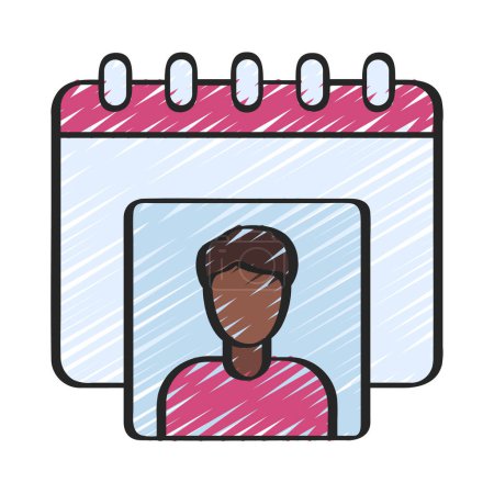 Ilustración de Icono de calendario de usuario masculino, ilustración vectorial - Imagen libre de derechos