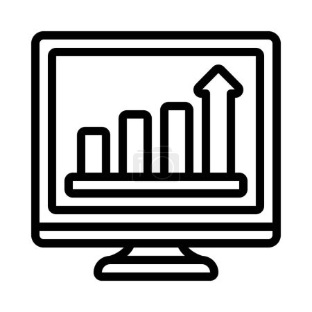 Ilustración de Gráfico de barras en el monitor del ordenador icono web ilustración vectorial - Imagen libre de derechos