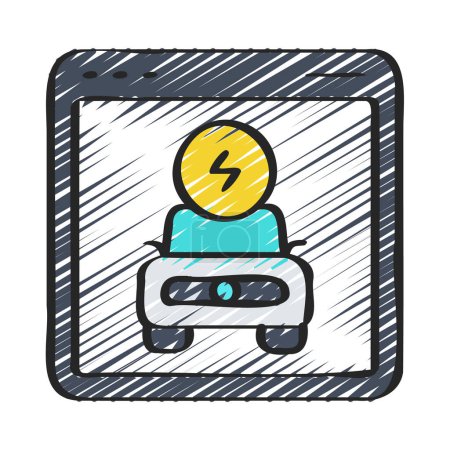 Illustration for Electric Car Website icon on white background - Royalty Free Image