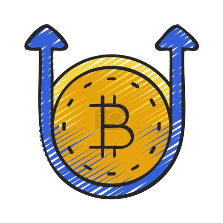 Téléchargez les illustrations : Bitcoin coin icône vectoriel illustration design - en licence libre de droit