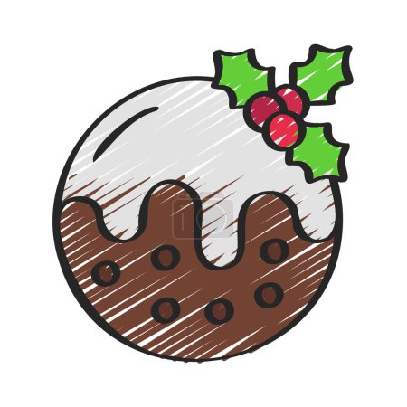 Illustration for Christmas Pudding web icon vector illustration - Royalty Free Image