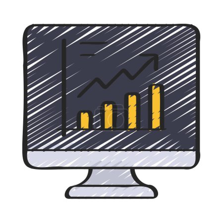 Illustration for Bar Chart  on computer monitor web  icon vector illustration - Royalty Free Image