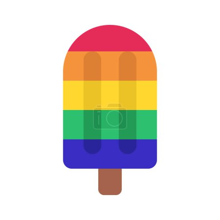 Téléchargez les illustrations : Rainbow Ice Lolly vecteur icône de couleur plate - en licence libre de droit