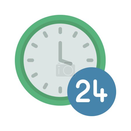 Illustration for 24 Hour Clock concept icon vector illustration background - Royalty Free Image