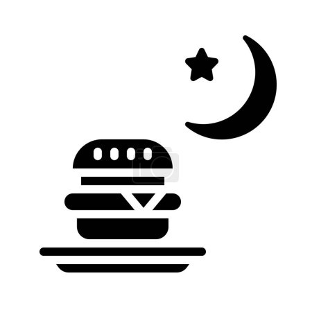 Téléchargez les illustrations : Manger la nuit illustration vectorielle icône web - en licence libre de droit