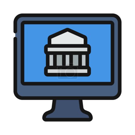 Ilustración de Computadora icono de la banca en línea, vector de ilustración - Imagen libre de derechos