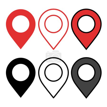 Illustration for Location Pin Multiple Styles Set - Royalty Free Image