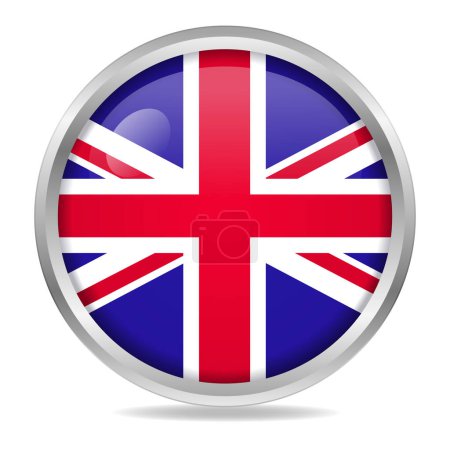 Téléchargez les illustrations : Cercle de bouton de dégradé de drapeau britannique - en licence libre de droit