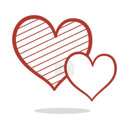 Téléchargez les illustrations : Coeur dessiné à la main icônes vectoriel illustration fond - en licence libre de droit